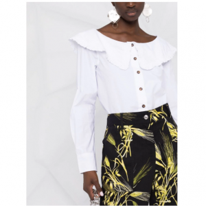 GANNI 一字领排扣衬衫