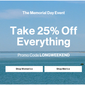 The Memorial Day Event - 25% Off Everything @ Club Monaco