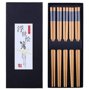 Antner 5 Pairs Bamboo Chopsticks Reusable Japanese Style Chopstick Gift Sets @ Amazon