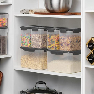 FINEDINE 12-Piece Airtight Food Storage Set for Kitchen - Flour, Sugar, Cereal (Grey) @ Amazon