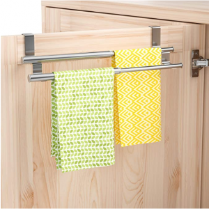 HapiRm 廚房櫃門掛式可伸縮雙層毛巾架 @ Amazon