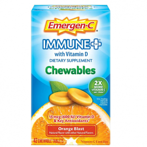Emergen-C Immune+ Chewables 1000mg Vitamin C with Vitamin D Tablet, Multi Orange, 42 Ct @ Amazon