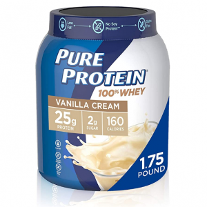 Whey Protein Powder by Pure Protein, Gluten Free, Vanilla Cream, 1.75 Lbs @ Amazon