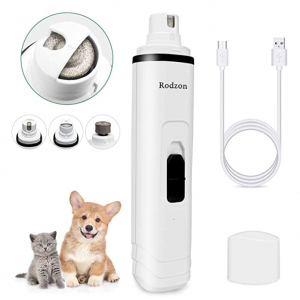 Rodzon Dog Nail Grinder, Professional 2-Speed Electric Rechargeable Pet Nail Trimmer @ Amazon