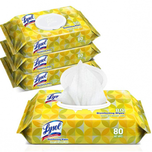 Lysol 檸檬香型消毒紙巾4包 共320片 @ Amazon