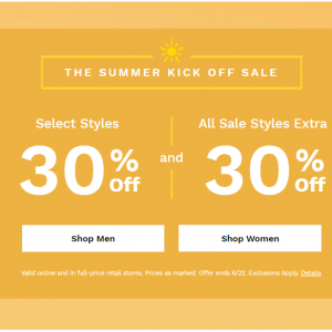  The Summer Kick Off Sale - 30% Off Select Styles + Extra 30% Off Sale Styles @ Cole Haan