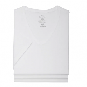 75% Off Calvin Klein White V-Neck Cotton Classic Tee Shirt, 3-Pack @ Men's Wearhouse