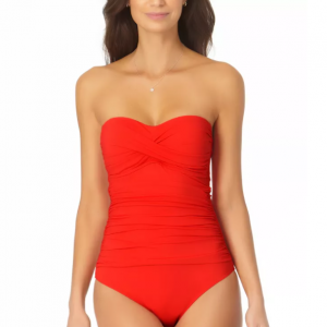 Anne Cole Twist-Front Ruched 一片式泳衣
