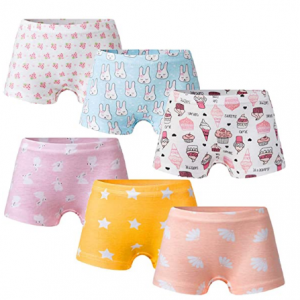 Growth Pal 100% Cotton Little Girls' Shorts Panties Boyshort Briefs,6 Pack @ Amazon