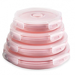 CARTINTS 硅胶可折叠食品储存容器 - 带盖准备/储存碗 - 4 件套