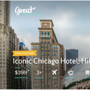 Iconic Chicago Hotel: Hilton Chicago - 3 nights + flight from $399 @Great Value Vacations 