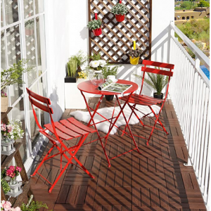Grand patio 可折叠钢制庭院露台桌椅3件套 红色 @ Amazon