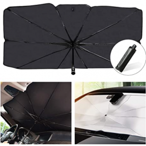 helloleiboo 汽车前挡风玻璃可折叠遮阳帘 可折叠雨伞 @ Amazon