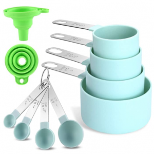 Bopei 量杯量勺+可折叠漏斗10件套 不锈钢手柄 @ Amazon