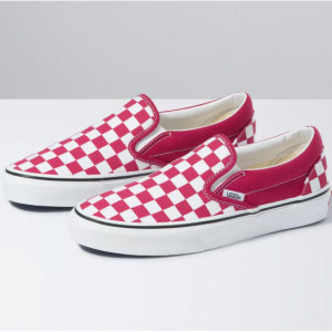 VANS Checkerboard Classic Slip-On Womens Cerise & True White Shoes @ Tillys