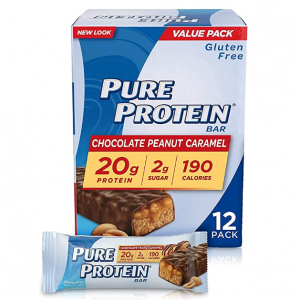 Pure Protein 高蛋白花生焦糖巧克力量棒 1.76oz 12条 @ Amazon