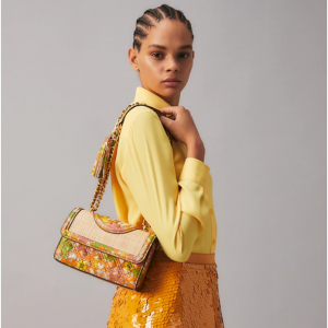 Tory Burch官网 Fleming小号印花草编链条包5折热卖