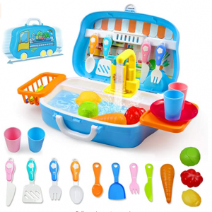 aovo 兒童電動廚房水槽玩具套裝 @ Amazon
