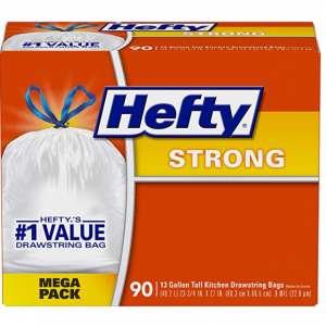 Hefty 厨房垃圾袋,白色,无味,13 加仑,90 个