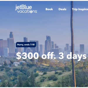 JetBlue Vacations - 夏季大促：3天機酒套餐，限時特價