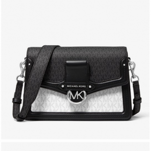 55% Off Jessie Medium Two-Tone Logo Shoulder Bag @ Michael Kors