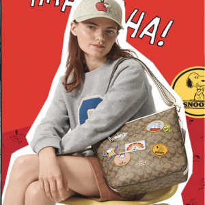 Coach X Peanuts Mini Serena Satchel In Signature Canvas With Varsity  Patches