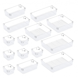 Puroma 透明抽屉收纳托盘 14件套 适用于橱柜、梳妆台等 @ Amazon