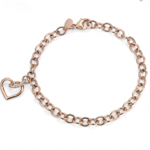 Blue Nile Twist Heart Bracelet with Diamond Detail in 14k Rose Gold