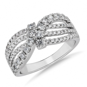 Blue Nile Crossover Bypass Fashion Ring in 14k White Gold (1 ct. tw.)