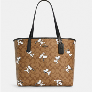 40% Off Coach X Peanuts City Tote In Signature Canvas With Snoopy Print @ Coach Outlet