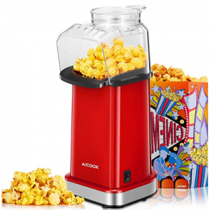 50% OFF AICOOK Hot Air Popcorn Popper, 16 Cups, 1400W Home Popcorn Maker @ Amazon