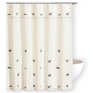 Renaissance 可爱猫猫浴帘 70" x 72"，带帷幔 @ Amazon