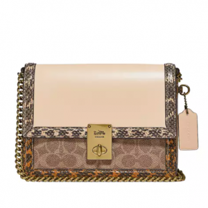 40% Off COACH Hutton Shoulder Bag in Signature Canvas with Snakeskin Detail @ Belk