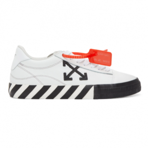 OFF-WHITE White & Black Leather Vulcanized Low Sneakers Sale @ SSENSE