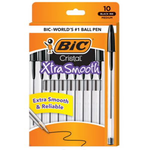BIC Cristal Extra Smooth Ball Pen, Black Pens, Pack of 10 @ Walmart