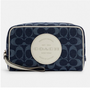 60% Off Coach Dempsey Boxy Cosmetic Case 20 In Signature Denim With Coach Patch @ Coach Outlet