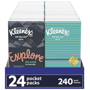 3x10Tissues Kleenex Facial Tissues On-The-Go Small Packs Travel/Purse Size 