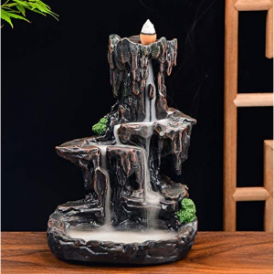 SPACEKEEPER Waterfall Monk Backflow Incense Burner Mountain Tower Incense Holders @ Amazon