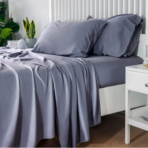 Bedsure 100% Bamboo Sheets King Size Cooling Sheets Deep Pocket Bed Sheets - 4 Pieces