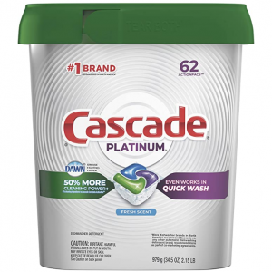 Cascade 洗碗机用洗涤剂，62颗 @ Amazon