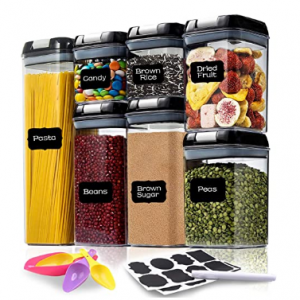 Airtight 密封食物储存罐7件套，配勺子+贴纸 @ Amazon