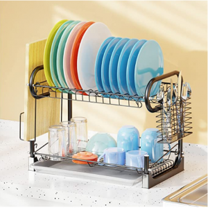 Veckle 双层镀铬铁餐具沥水架 节省空间神器 @ Amazon