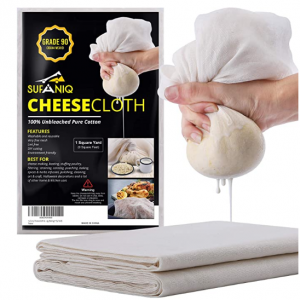 Sufaniq 未漂白有机棉布 9平方英尺 做芝士、酸奶、杏仁奶 @ Amazon