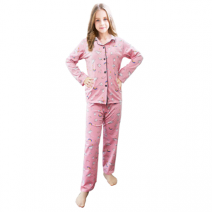 LOLPIP 女童两件套纯棉纽扣式长袖睡衣套装
