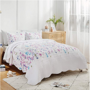 Bedsure Quilt Sets轻质紫色花卉床上用品三件套 Queen size @ Amazon