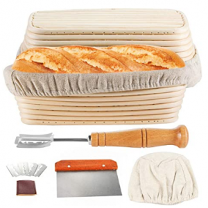TAOUNOA 藤制面包发酵篮2个+工具 Sourdough面包必备 @ Amazon