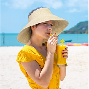 超便宜!! 2顶入 Chalier女士可折叠宽帽檐沙滩遮阳帽 @ Amazon