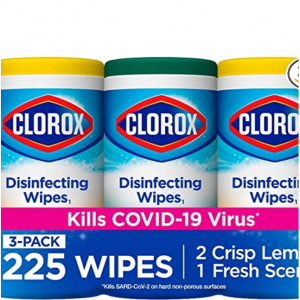 Amazon - Clorox 超值装消毒湿巾 3罐共225张 ，直降$1.73