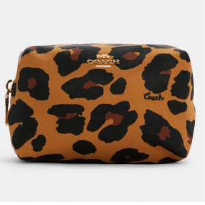 70% Off Coach Small Boxy Cosmetic Case With Leopard Print @ Coach Outlet