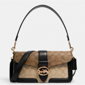 60% Off Coach Georgie Shoulder Bag In Blocked Signature Canvas @ Coach Outlet